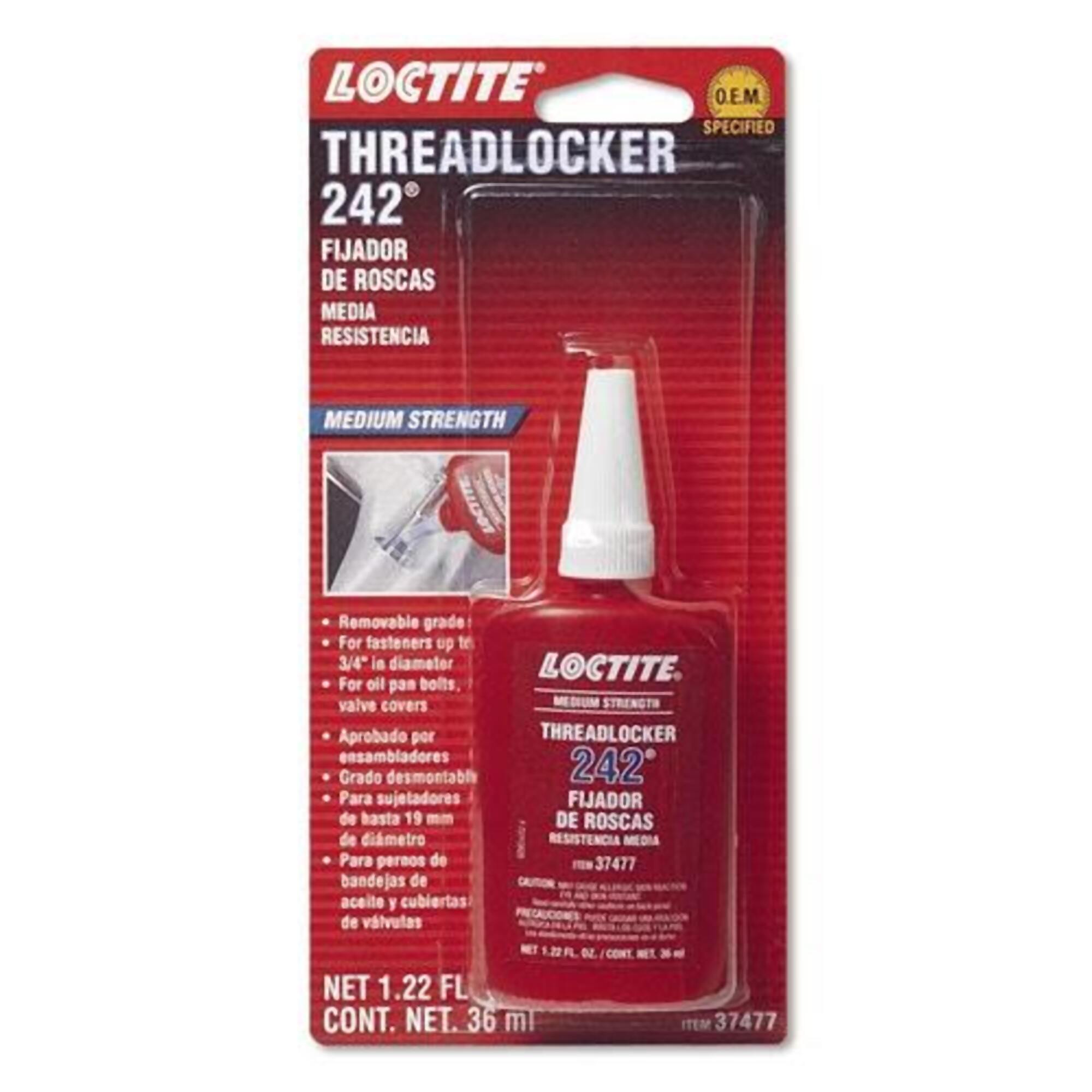 Loctite 242 Threadlocker Blue Medium Strength 36ml Bottle, 6PK